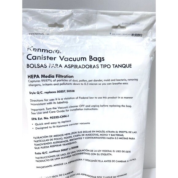 New Kenmore HEPA Vacuum Bags. Package of 6 Premium HEPA Synthetic Bags. - Picture 5 of 7